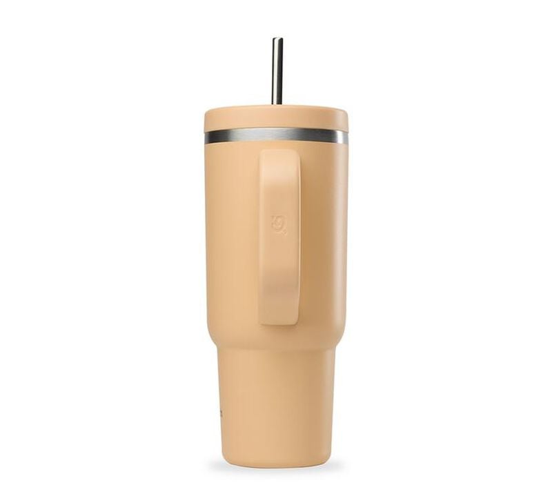 Qwetch - Thermobecher Aprikose mit Henkel und Strohhalm - 900 ml image number 2