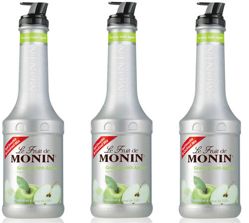 Lot de 3 Pur&eacute;es de Fruit de Monin - Pomme Verte Granny Smith - 3 x 1L