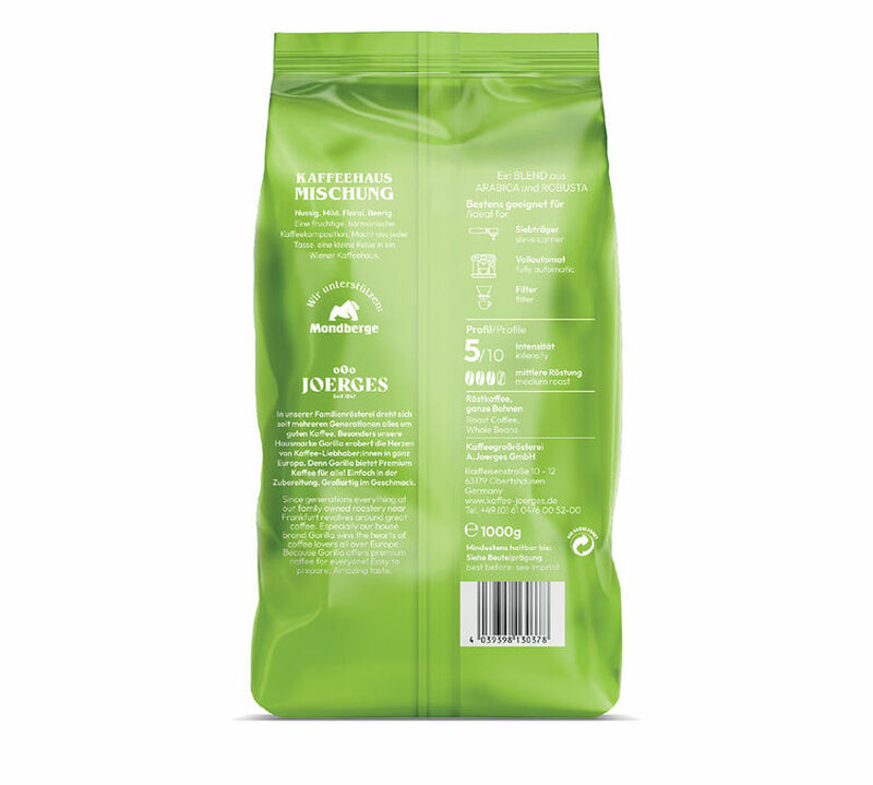 Gorilla Coffee Kaffehaus-Mischung Coffee Beans - 1kg image number 1