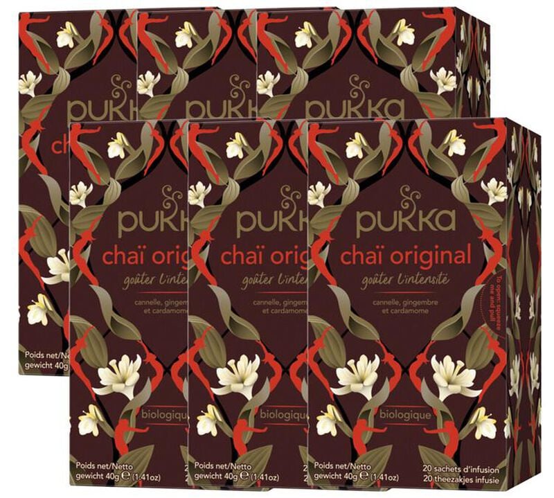 Th&eacute; Noir Cha&iuml; Original Bio - 6 x 20 sachets - PUKKA image number 0