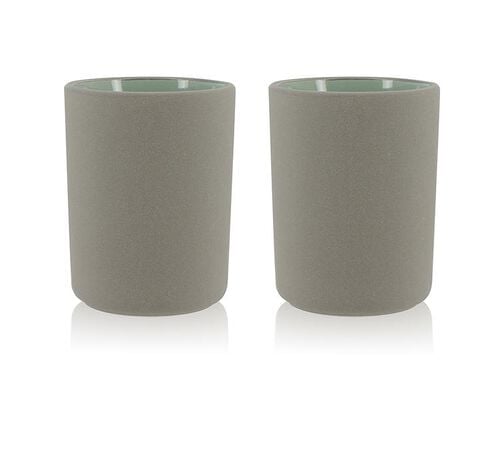 Mugs isothermes OGO Living en gr&egrave;s gris 20cl x2