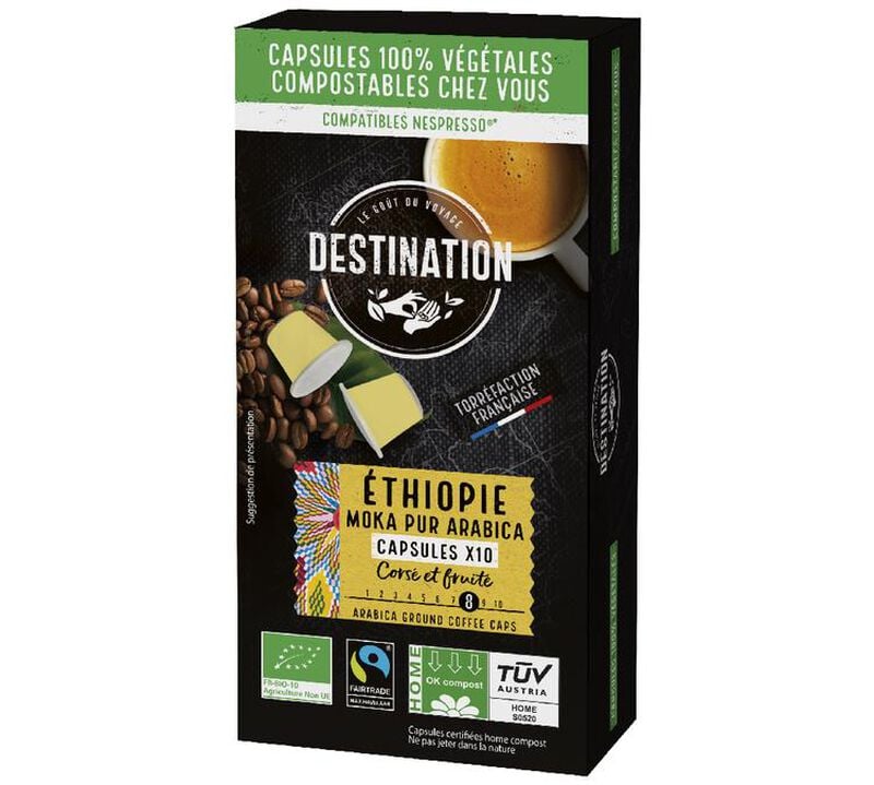 10 capsules compatibles Nespresso* Original - Ethiopie Equitable Moka Pur Arabica Bio  - DESTINATION image number 0