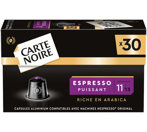 30 capsules compatibles Nespresso* Original Espresso Puissant n&deg;11 - CARTE NOIRE