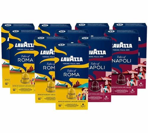 Pack d&eacute;couverte Napoli & Roma &ndash; 100 capsules compatibles Nespresso* Original &ndash; Lavazza