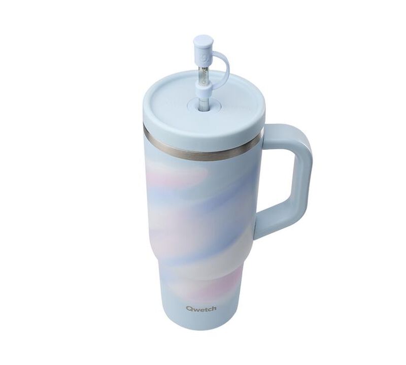 Qwetch Insulated Travel Bottle with Straw - Aura Pastel Blue - 90 cl image number 2