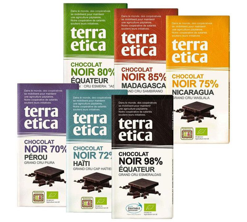 Pack Assortiment 6 Tablettes Chocolat Noir Bio - 6 x 100 g - TERRA ETICA image number 0