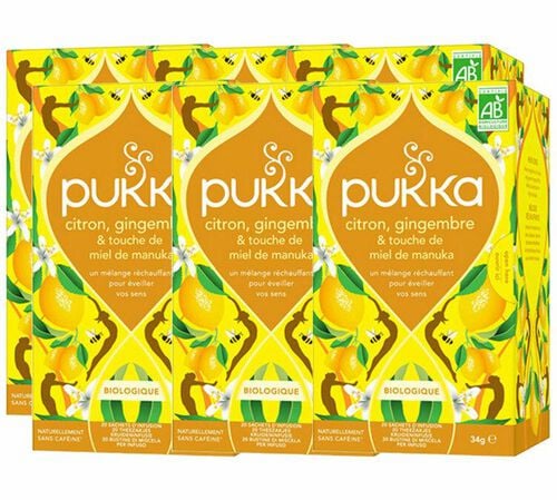 Infusion Citron, Gingembre et Miel de Manuka Bio - 6 x 20 sachets - PUKKA