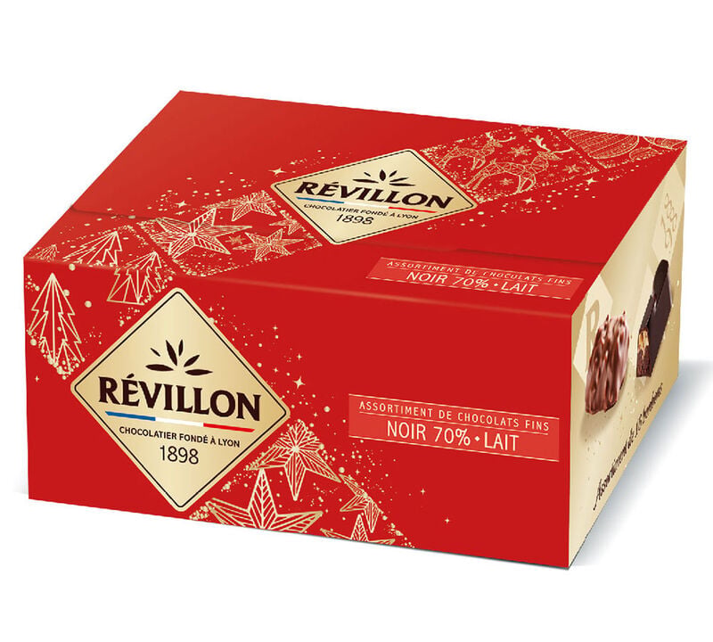 Ballotin No&euml;l - Assortiment chocolat noir 70% & lait - 160g - REVILLON image number 0