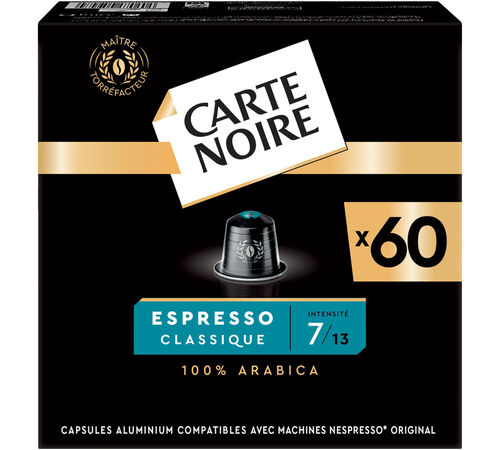 60 capsules compatibles Nespresso* Original - Espresso Classique n&deg;7 - CARTE NOIRE
