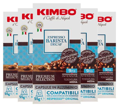 50 capsules compatibles Nespresso* Original Espresso barista d&eacute;caf&eacute;in&eacute; - KIMBO