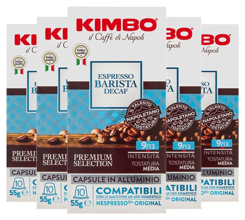 50 capsules compatibles Nespresso* Original Espresso barista d&eacute;caf&eacute;in&eacute; - KIMBO image number 0
