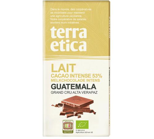 Tablette Chocolat au Lait Intense 53% Guatemala Bio - 100 g - TERRA ETICA