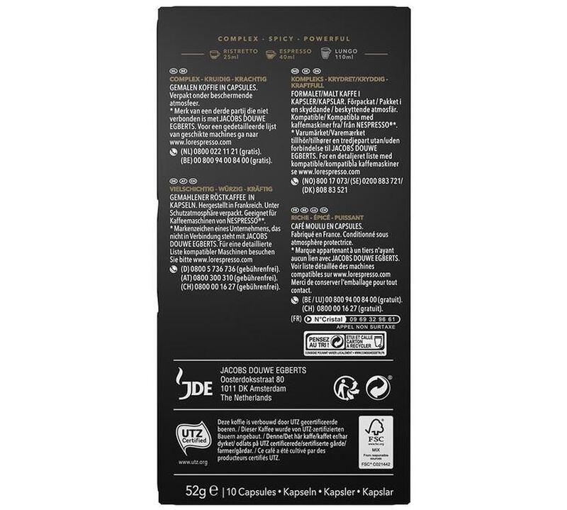10 Nespresso* Original Compatible Capsules Supremo &ndash; L'OR ESPRESSO image number 1