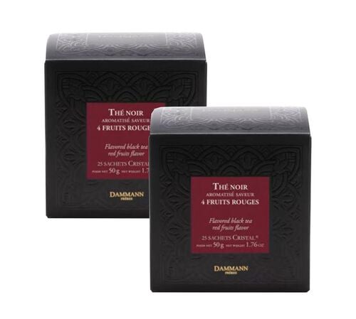 Pack Th&eacute; Noir 4 Fruits Rouges - 2 x 25 sachets - DAMMANN FR&Egrave;RES