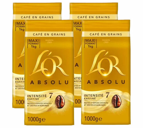 4 x 1 kg- Caf&eacute; en grain - Absolu - L'OR