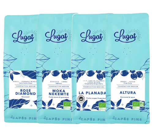 Lugat Specialty Coffee Beans Variety Pack 4 Origins - 4 x 250g