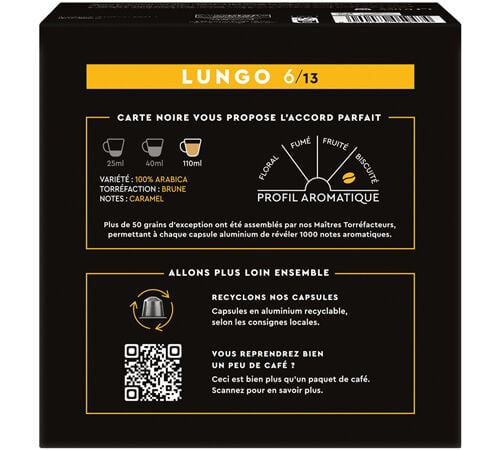60 capsules compatibles Nespresso* Original Espresso Lungo N&deg;6 - CARTE NOIRE image number 3