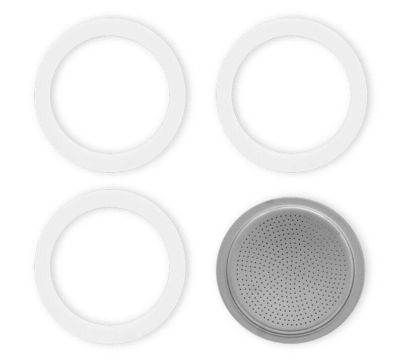 Bialetti set of 3 joints + 1 filter for 2 cups aluminium moka pot image number 0