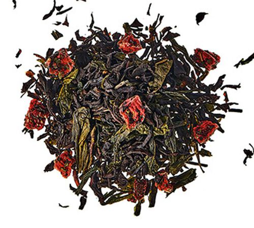 Th&eacute; Noir et Vert Un Amour de Fraise Bio - Vrac 100 g - COMPTOIR FRAN&Ccedil;AIS DU TH&Eacute;