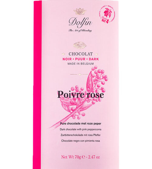 Dolfin Pink Peppercorn Dark Chocolate Bar 60% Cocoa - 70g