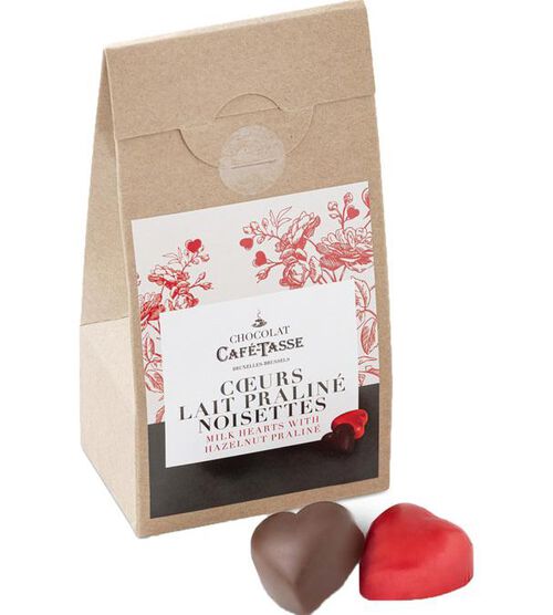 Caf&eacute; Tasse - 10 cuoricini di cioccolato al latte e nocciole pralinate