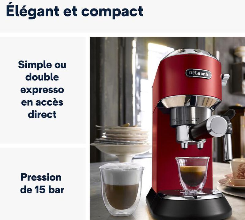 Machine expresso DELONGHI Dedica EC695.R Rouge image number 5