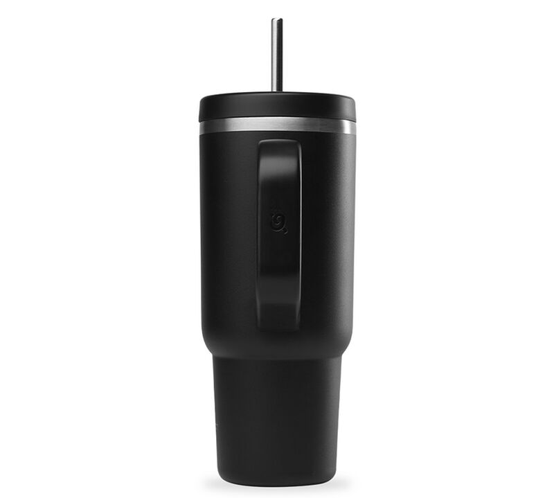 Gourde isotherme avec paille Travel cup noir - 90 cl - QWETCH image number 2