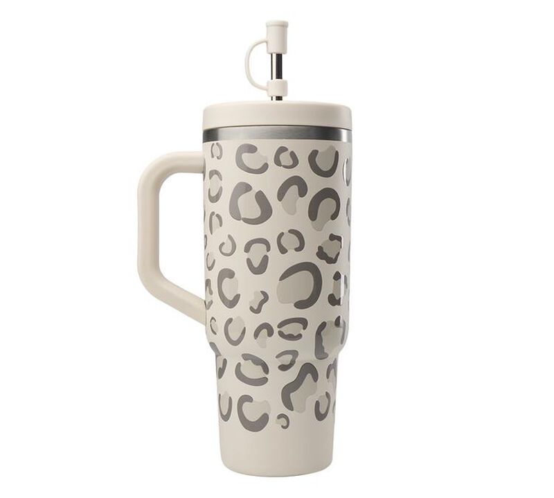 Qwetch Insulated Travel Water Bottle with Straw - Sand Leopard - 90 cl image number 1