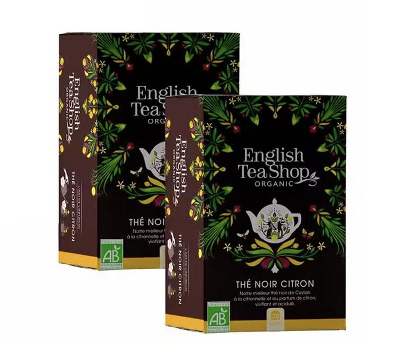 Pack Th&eacute; Noir Citron Bio - 2 x 20 sachets - ENGLISH TEA SHOP image number 0