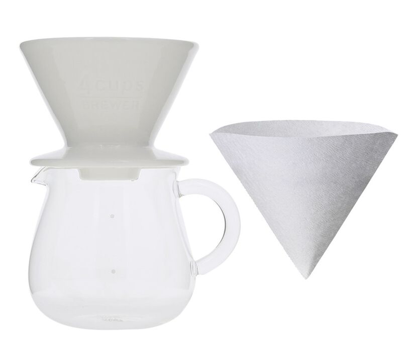 Kit Dripper SCS-04-BR blanc + Carafe Kinto verre 600ml - Slow Coffee - Kinto image number 0