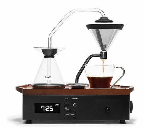 Cafeti&egrave;re programmable JOY RESOLVE Barisieur avec r&eacute;veil - Noir et bois de noyer