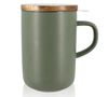 Tisani&egrave;re Juliet  Vert Amande 47,5 cl en gr&egrave;s et couvercle en acacia - OGO Living image number 0
