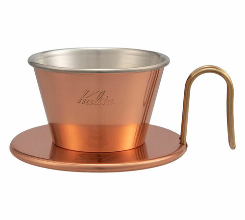 2-Cup flat-bottomed Kalita Wave Tsubame Dripper WDC-155 in copper