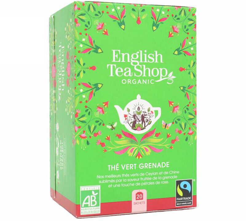 Organic 'Green Tea Pomegranate' - 20 individually-wrapped tea bags - English Tea Shop image number 0