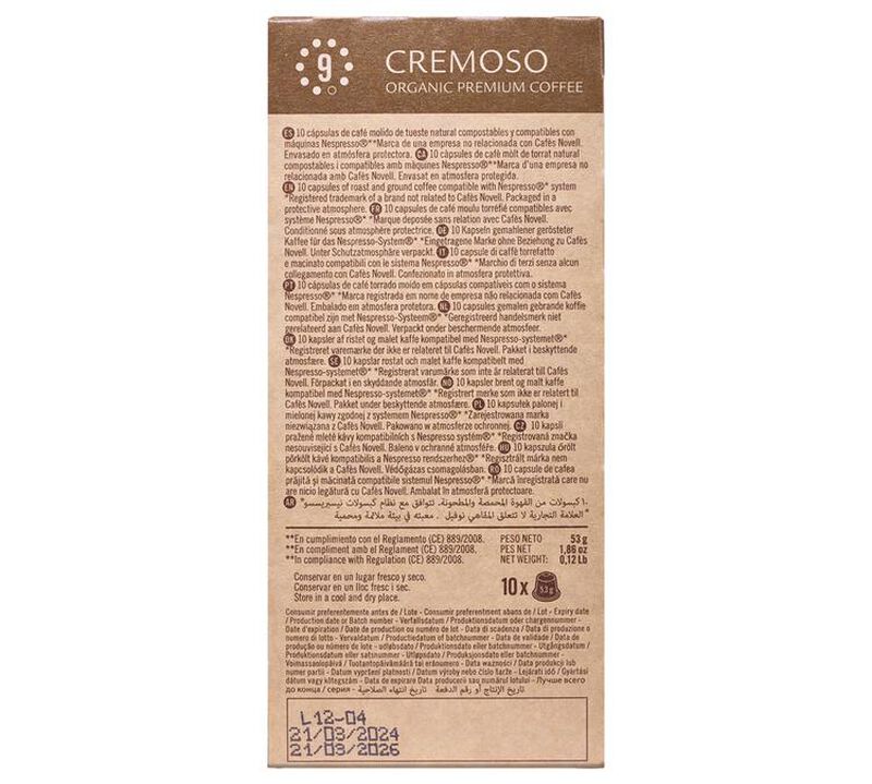 Novell Organic Coffee Pods Cremoso Compostable Capsules x 50 image number 3