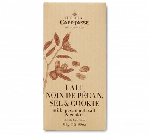 Caf&eacute; Tasse Milk Chocolate Bar with Pecan Nuts Salt & Cookies - 85g