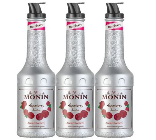Lot de 3 Pur&eacute;es de Fruit de Monin - Framboise - 3 x 1L