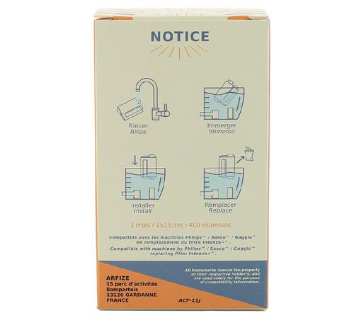 Cartouche filtrante (Compatible Brita Intenza+ PHILIPS/ SAECO/ GAGGIA) ARFIZE image number 2