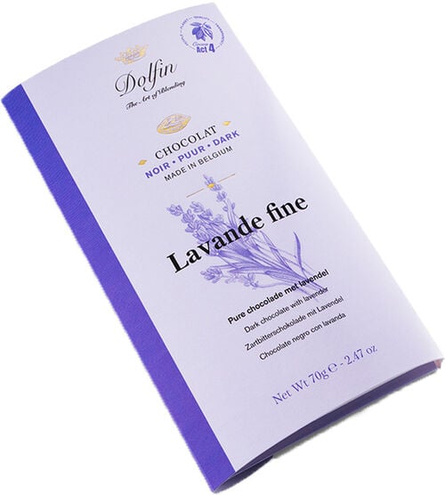 Tablette Chocolat Noir 60% &agrave; la Lavande Fine - 70 g - DOLFIN image number 1