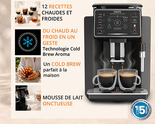 Expresso Broyeur Krups Sensation Hot & Cold EA913HE0 image number 6