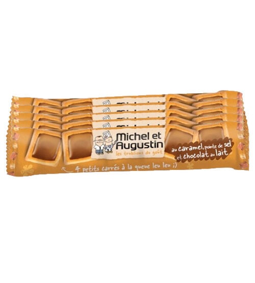 Lot 4 Carr&eacute;s au Caramel Pointe de Sel Chocolat au Lait - x 5 sachets - MICHEL & AUGUSTIN
