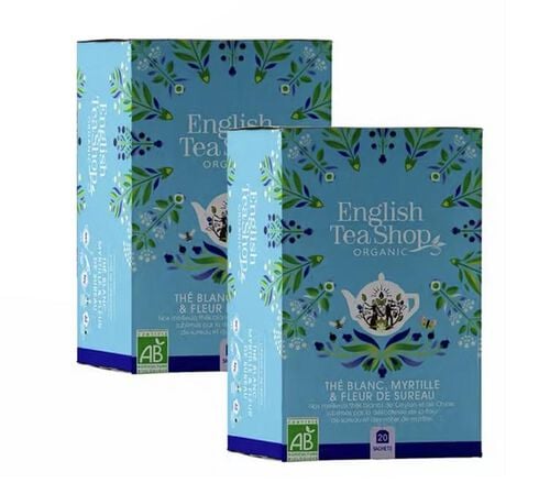Pack Th&eacute; Blanc Myrtilles Fleurs de Sureau Bio - 2 x 20 sachets - ENGLISH TEA SHOP