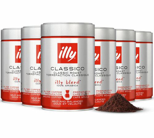 Illy Classico Ground Coffee (for drip filter coffee) - 6 x 250g tin