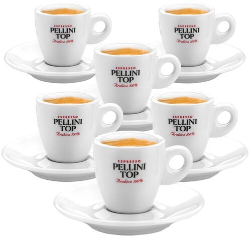 6 tasses et sous tasses &agrave; caf&eacute; en porcelaine - 6 cl - PELLINI TOP