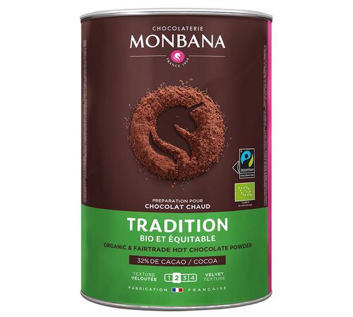 Poudre Chocolat Chaud Tradition 32% Cacao Bio & Equitable - Vrac 1 kg - MONBANA