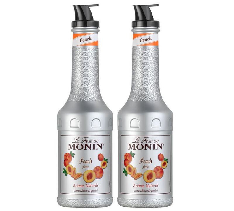 Lot de 2 pur&eacute;es de fruits 1L - P&ecirc;che - MONIN image number 0
