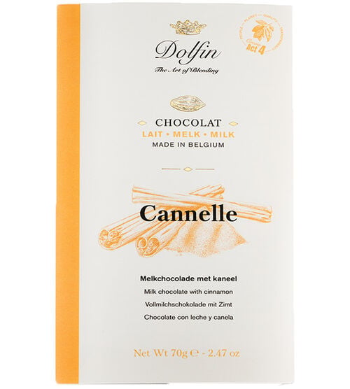 Dolfin Milk Chocolate and Ceylon Cinnamon Bar - 70g
