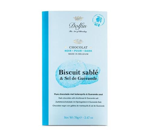 Tablette Chocolat noir 60% biscuit sabl&eacute; & sel de Gu&eacute;rande - 70 g - DOLFIN
