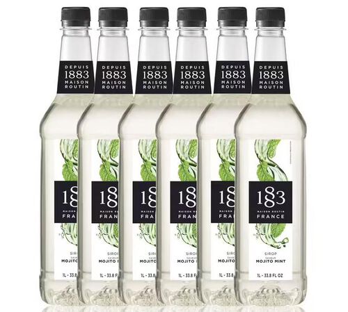 Lot de 6 Sirops Mojito Mint (Sans Alcool) - Bouteille Plastique - 6x1L - 1883 ROUTIN