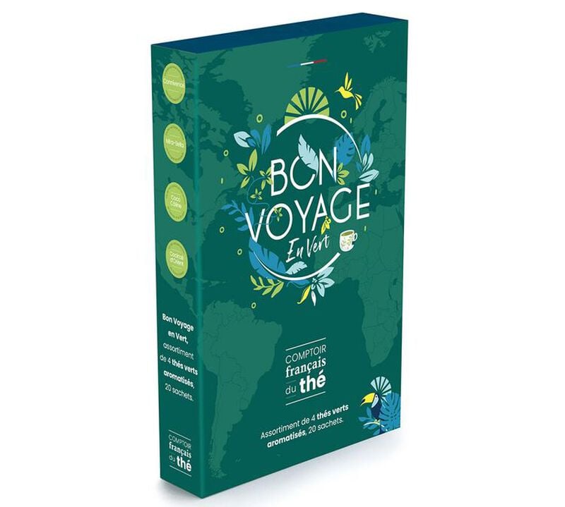 Coffret Th&eacute; Bon Voyage en Vert - 4 x 5 sachets - COMPTOIR FRAN&Ccedil;AIS DU TH&Eacute; image number 0